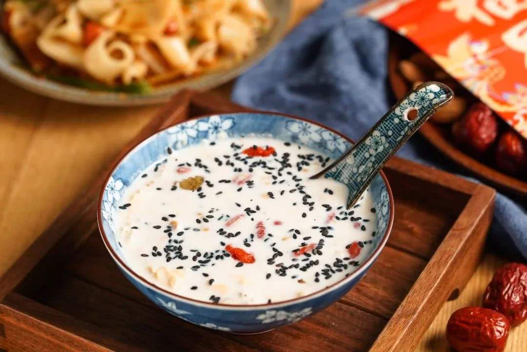 Milk egg fermented rice soup